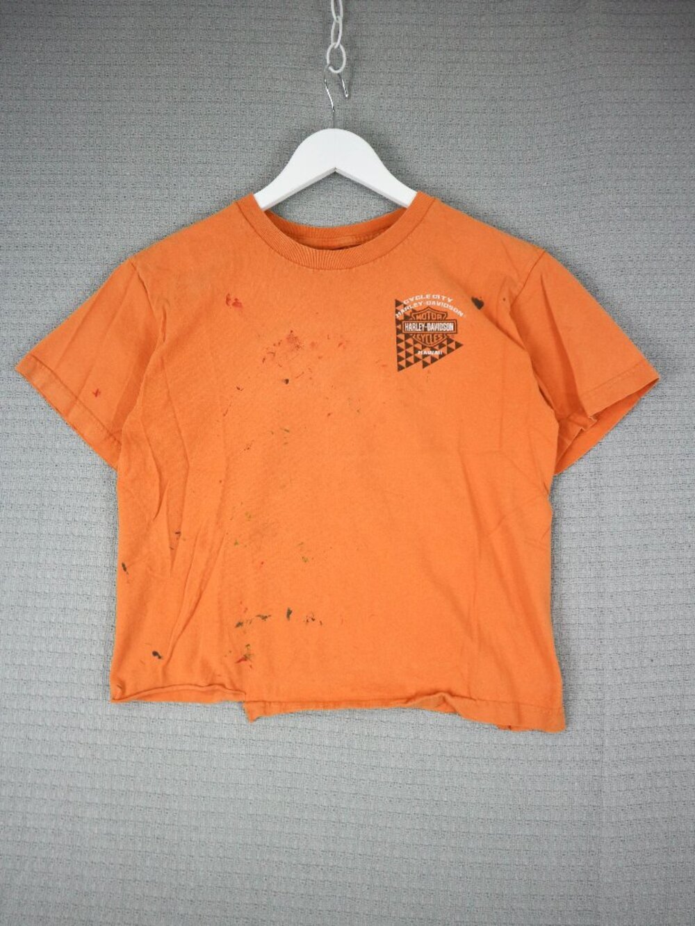 Harley Davidson Thrashed Paint Mark Cropped Hawaii Tee Crop Top Small
